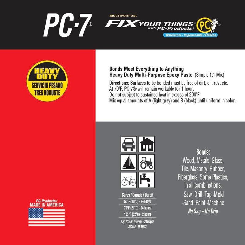 PC Products PC-7 Epoxy Adhesive Paste, Two-Part Heavy Duty, 1