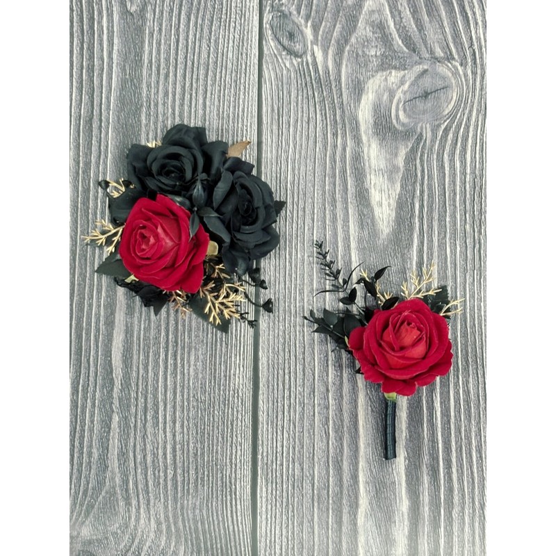 DESUNESS Wedding Flower Set with Rose Corsage and Boutonniere for