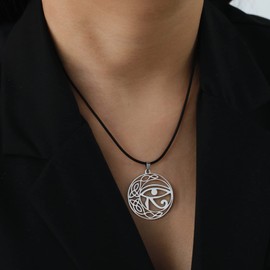 VASSAGO Eye of Horus Necklace Eye of Ra Horus Symbol Stainless Steel Ankh Eye of Horus Pendant Necklaces Egyptian Jewellery Gift for Men Women, Stainless Steel