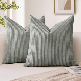 Sungeek Set of 2 Corduroy Cushion Covers, Decorative Cushion Covers, Soft Cord Cushion Cover, Decorative Cushion, Sofa Cushion, Couch Cushion, Decorative Cover, Cushion Cover for Bedroom, Living Room