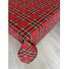 1KDreams Scottish Christmas Tablecloth with Tartan Lurex Glitter Effect Modern