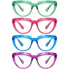 Eyekepper 4-Pack Reading Glasses for Women Rhinestone Readers Oversize Half-Moon