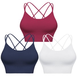 Sykooria Sports Bra, Women's Padded Bustier, Women's Bra Without Underwire, Spaghetti Straps Cross-Back Design Push-Up Bra, Sports Bra, Top for Yoga, Fitness