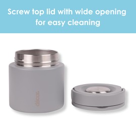 décor vakuumisolierte Lebensmittelflasche | 2-in-1-Edelstahl-Lebensmittelbehälter für heiße und kalte Lebensmittel | 600 ml – Grau
