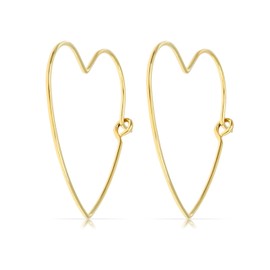 Made by Nami Heart Hoop Earrings Gold Stainless Steel Jewellery Women 50 mm Gift Girlfriend Waterproof, Stainless Steel