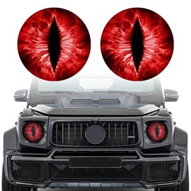Tecledsn 2PCS Beast Eyes Decals, 3D Stereo Eyes Headlight Decal Stickers, Round Headlight Decal, Car Accessories Round Headlight Decal for Truck Car Body Window Bumper Decoration (Red)