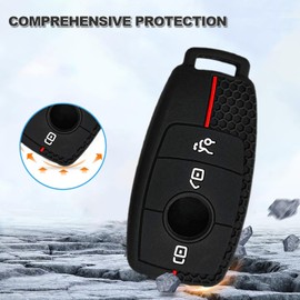 Kesiku Kesiku Mercede*s Schlsselhlle fr Class A B C E S CLA CLS GLA GLE GLC GLK AMG Schlssel, Mercede*s Schlssel Cover, Autoschlssel Hlle Mercede*s Silikon - 3 Tasten Schwarz