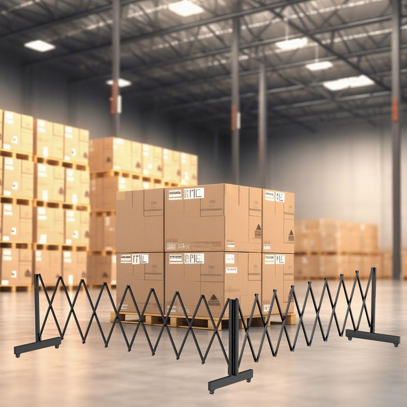 16 FT Industrial Metal Expandable Barricade，Retractable Traffic Fence with Casters,