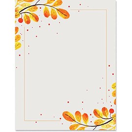 Paperdirect Watercolor Branch Autumn Fall Thanksgiving Theme Paper Stationery, Border Paper, Letterhead 8.5 x 11, 25 sheets, Elegant Premium Writing Paper, Decorative Printer Paper