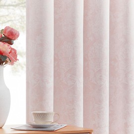 Beauoop Pink Floral Jacquard Blackout Curtains 96 Inches Long 2 Panels for Girls Bedroom Living Room Chenille Flower Room Darkening Thermal Insulated Soundproof Grommet Window Treatments Drapes, 52x96