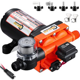 RV Fresh Water Pump 12V DC 6.0GPM 70PSI with Automatic Pressure Switch, Self Priming Diaphragm Pump for RV Marine Yacht Agricultural Irrigation