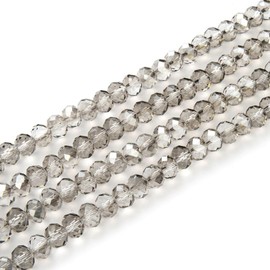 Creative Club 10 hebras de cuentas sueltas de cristal facetado checo de 8 mm, espaciador de cristal plateado champán (690-720 piezas) para fabricación de joyas y manualidades ccr829