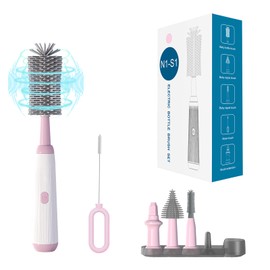 WHNL Portable Baby Bottle Brush Set with Multiple Brushes,Soap Dispenser, Foldable Bottle Drying Rack for 16 Bottles, Bottle Cleaner Brush Set for Bottles and Baby Accessories, Baby Travel Essential