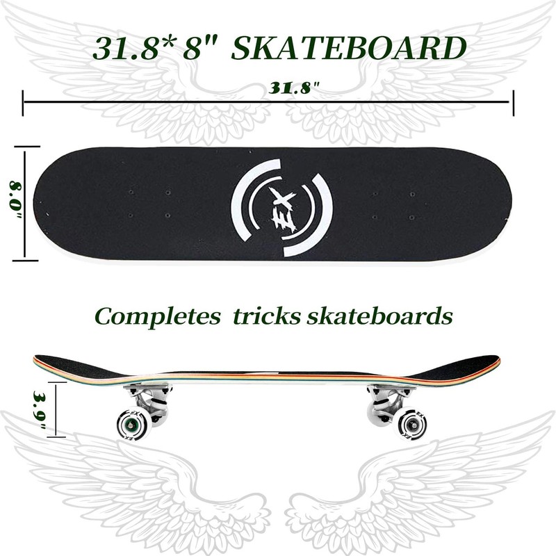 DIYUSI Pro Skateboard 7 Layer Canadian Maple Double Kick Concave