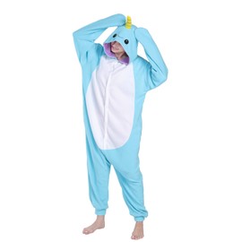 WOTOGOLD Animal Cosplay Costume Narwhal Unisex Adult Pajamas Light Blue X-Large