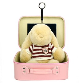 BunnyLulu XL Plush Bunny Keychain with Designed Makeup Box, Anxiety Relief Gift for Kids Children Adults:_HugLulu