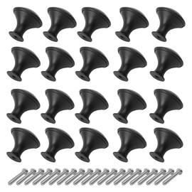 PUERHUACI Furniture knobs, cabinet knobs, pack of 20, drawer knobs, furniture handle with round plate top, furniture knob, black
