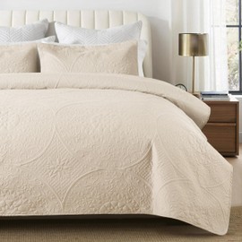 Quilt Set Twin - Lightweight Microfiber Quilted Summer Bedspread - Modern Style Soft Reversible, Oversized Ultrasonic Coverlet Bedding Set for All Season, 2 Piece (1 Quilt, 1 Pillow Sham)