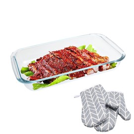 Vitrignis Glass Baking Dish - 2.3 Quart Glass Baking Dishes For Oven - Pans For Cooking - Baking Pan With Oven Mitts (8x13x2 Inchs)
