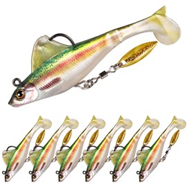 FONMANG 6-Piece Weedless SwimBait Fishing Lures with Rotating Spinner Blade, 2.8 Inches, Ideal for Bass, Trout, Walleye, and Pike