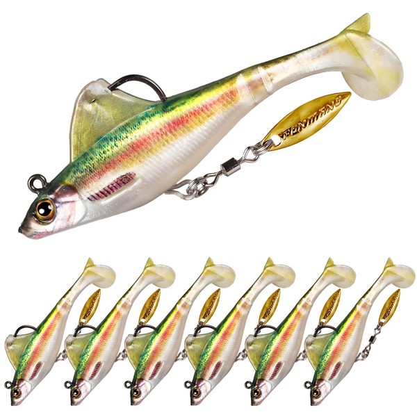 FONMANG 6-Piece Weedless SwimBait Fishing Lures with Rotating Spinner Blade,