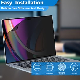 Halloive Privacy Screen MacBook pro 16 inch 2021,Removable Privacy Screen Filter for New MacBook Pro 16.2 inchs M1 Pro/Max (A2485),-Anti-Spy/Anti Fingerprint