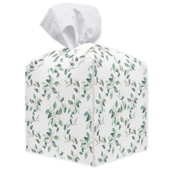 Greenery Tissue Box Cover Square - Decorative Waterproof Leather Tissue