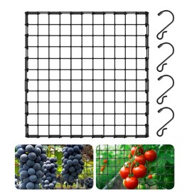 AROMUJOY Scrog Net 1 Piece, 120 x 120 cm Elastic Plant Net with 4 Hooks, Trellis Net for Climbing Plants, Cucumbers, Grow Tent Net for Vegetables, Fruits, Flowers