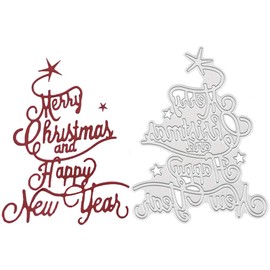 Happy Christmas Metal Cutting Dies Stencil Template Molds, Embossing Tool Die Cuts for Card Making Album Paper Scrapbooking DIY DÃ©cor Dies Craft