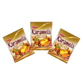 Caramel Candies With Hazelnut 100 gr, (Pionir Lesnik Karamela) Pack of 3, 10.5 oz