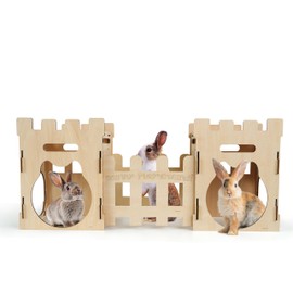 HIIMALEX Extra Large Bunny Castles Hideout Split Balcony for Indoor Bunnies Climbing Tower with Tunnel Sturdy House for Rabbits Ferrets Guinea Pigs Hamsters Ventilated Enrichment Toys Habitat