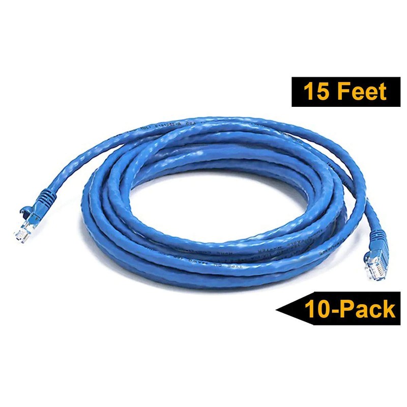 iMBAPrice 1' Cat5e Network Ethernet Patch Cable, 10 Pack, Blue
