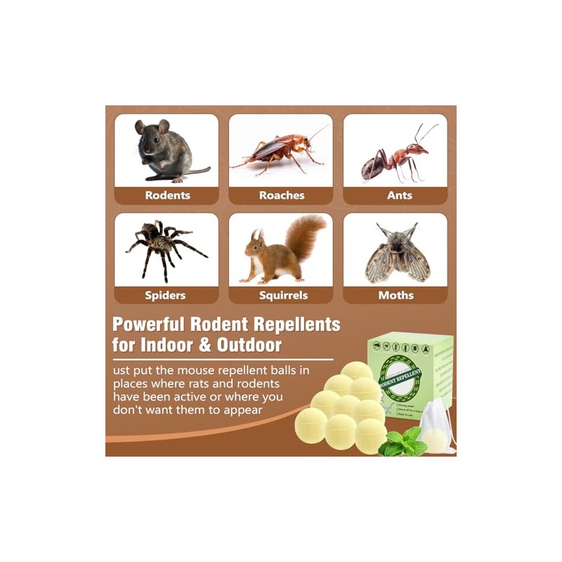 Natural Peppermint Oil Rodent Repellent Balls - 8 Pack