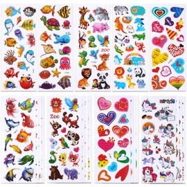 SANNIX 48 Sheets Children's Seal, Reward Sticker, Fish, Large Quantity, Plush Sticker, Animal, Heart, Reward Sticker, Notebook Sticker, Ocean Life and Animal Heart Pattern
