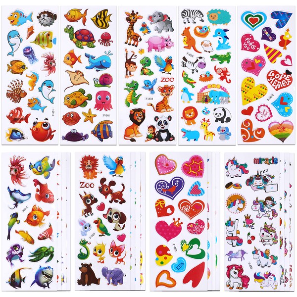 SANNIX 48 Sheets Children's Seal, Reward Sticker, Fish, Large Quantity,