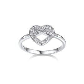 Bestyle Sterling Silver Women Heart Rings True Love Knot Ring for Mother Wife Friendship Promise Ring for Her Hypoallergenic Silver Ring for Women, Size 4