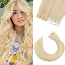55 cm Tape-In Extensions Real Hair 613# Bleach Blonde Tape Extensions Real Hair Pieces Real Hair Soft Straight 7A Human Hair 20 Pieces Tape Hair Extensions 30 g