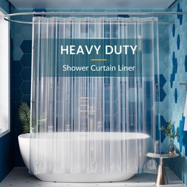 Titanker Clear Shower Curtain Liner, Premium PEVA Shower Liner Heavy Duty Waterproof Shower Curtains for Bathroom with Big Stones and Grommets, 72x72 Inches