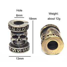 2pcs Skull Silver & Yellow EDC Out Brass Knife Beads Umbrella Rope Cord Outdoor Knife Pendant Paracord Lanyard Bead