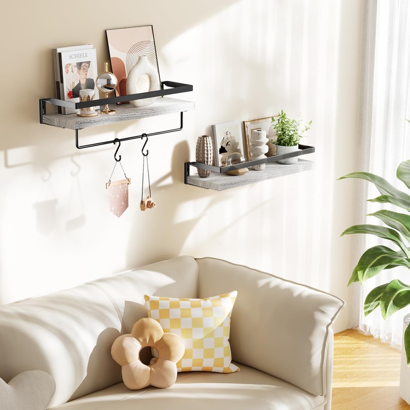 AMADA HOMEFURNISHING Bathroom Shelves with Towel Bar, Floating Shelves, Wall