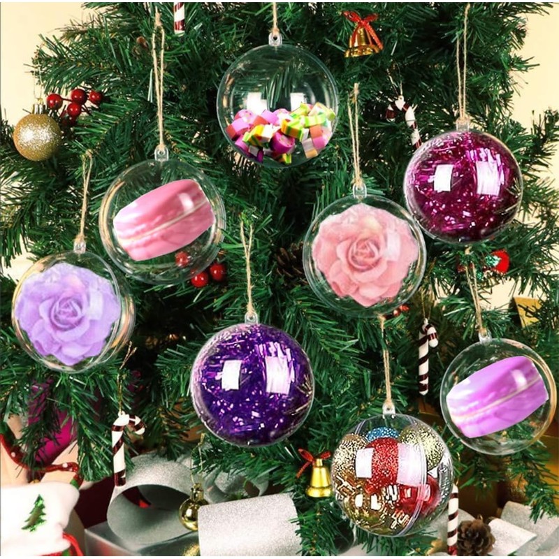 BetterJonny 20pcs Ornaments Balls 10cm Hollow Fillable Ball Ornaments Clear