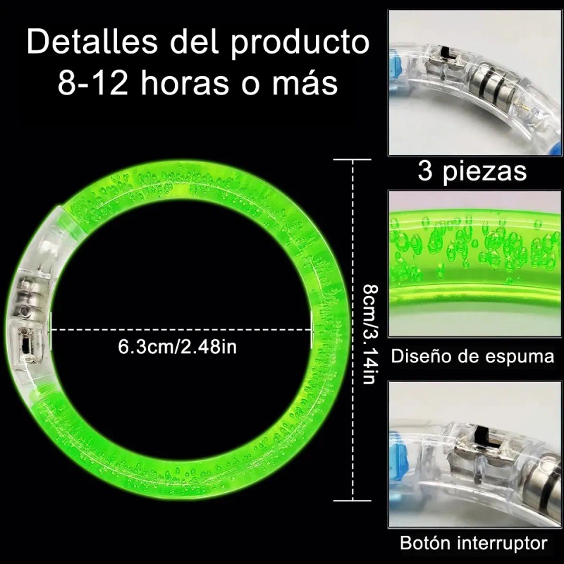 20pzs Pulsera Luz Luminosa Y Led De Dedo Para Fiestas
