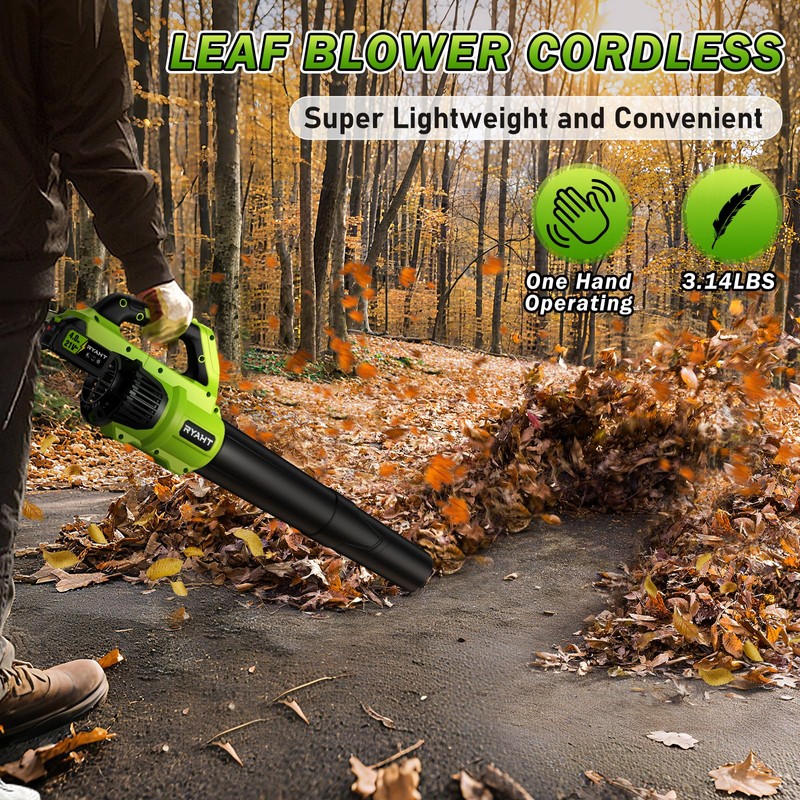 RYAHT Leaf Blower Cordless, 21V Powerful Electric Leaf Blower with