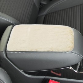 LHDOS Fluffy Car Center Console Cover - Soft Furry Armrest Box Mat Protector Car Armrest Cover Cushion - Universal Armrests Seat Box Cover Pad Middle Console Covers for Most Vehicles (Beige)