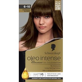Schwarzkopf Oleo Intense 6-10 Espresso Blonde Permanent Hair Dye, Ammonia-Free Hair Colour, Rich Dark Blonde Shade, Up to 100% Grey Coverage, Oil-Activated Formula