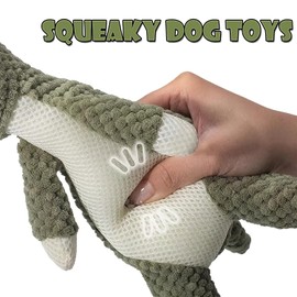 FOOPET - Peluche para perros grandes, juguetes chirriantes para perros pequeños, medianos y grandes, juguete masticable de peluche duradero para todas las razas, tamaño grande, verde