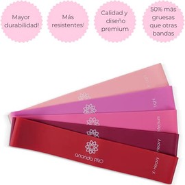 Set de 5 Bandas de Resistencia Premium, Ligas para Hacer Ejercicio, Resistance Bands, Ideales para casa, Gym, Workout, rehabilitación, Abdomen, piernas y glúteos | Látex 100% Natural