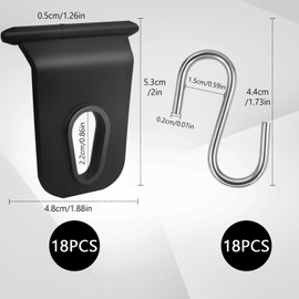 Omsscun 18 PCS Awning Rail Hooks, Awning Rail Stoppers, Awning S Hook Hangers RV Party Light Hangers for Camping Tent Motorhome Caravan Campervan Indoor and Outdoor Christmas Decoration(BLACK)