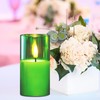 Girimax Green Glass Flameless Candles with Remote, Flickering LED Votive