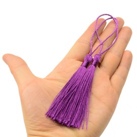 Makhry 100pcs 13cm/5 Inch Silky Floss Bookmark Tassels with 2-Inch Cord Loop and Small Chinese Knot for Jewelry Making, Souvenir, Bookmarks, DIY Craft Accessory(Black)